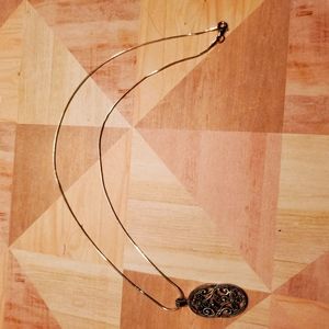 Sterling Silver Necklace with Black Gems